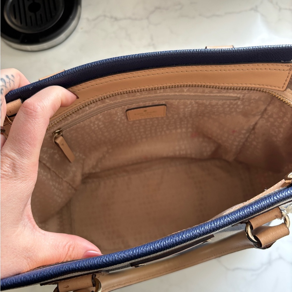 Kate Spade New York Navy Cream Striped Tote Bag - Picture 5 of 9